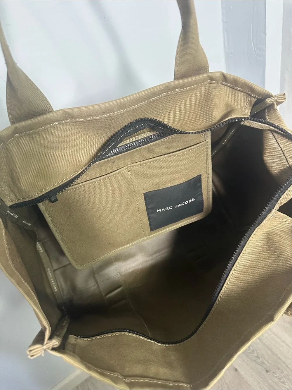 Marc Jacobs Olive Green Canvas Tote with White Logo